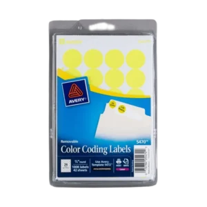 "3/4 inch neon yellow circle labels – 1008 adhesive dots for inventory and color coding"