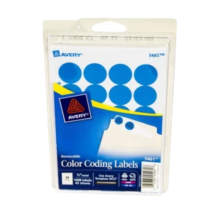 "Blue circle labels 3/4 inch with 1008 pieces for organizing and inventory #5461"
